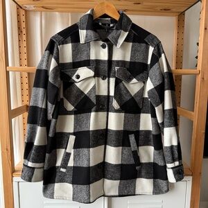 Black & White Plaid Shirt Jacket